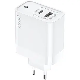 Зарядное устройство сетевое PERO TC15 USB-A QC3.0 + USB-C PD, 65W белый