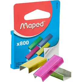 Скобы для степлера №10 Maped оцинкованные цветные (800 штук в упаковке, 324706)