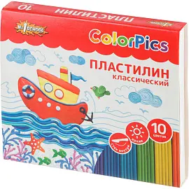 Пластилин классический №1 School ColorPics 10 цветов 200 г со стеком