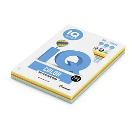 Бумага цветная для печати IQ Color 5 цветов интенсив RB02 (А4, 160 г/кв.м, 100 листов)