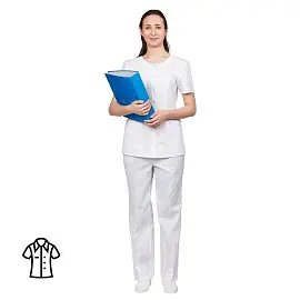 Блуза медицинская женская м16-БЛ с коротким рукавом белая (размер 56-58, рост 170-176)