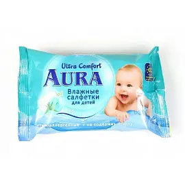 Салфетки влажные Aura "Ultra comfort", 60шт., детские, с алоэ