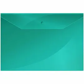 Папка-конверт на кнопке OfficeSpace А4, 150мкм, пластик, зеленая