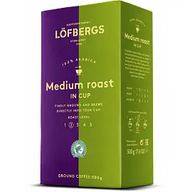 Кофе молотый Lofbergs Medium Roast 100% арабика 500 г (вакуумная упаковка)