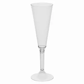 Фужер одноразовый 160мл для шампанского пластиковый прозрачная высокая ножка "Флюте", ШК0983, 1015