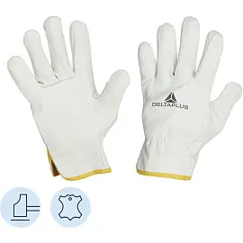 Перчатки рабочие защитные Delta Plus FBN49 кожаные бежевые (размер 8, M)