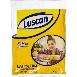 Салфетки хозяйственные Luscan вискоза 30х25 см 70 г/кв.м 5 штук в упаковке