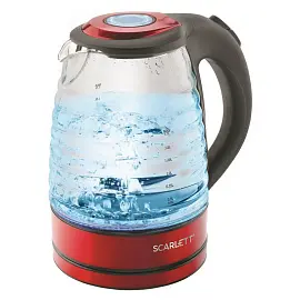 Чайник SCARLETT SC-EK27G62, 1,7 л, 2200 Вт, закрытый нагревательный элемент, стекло, красный