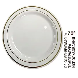Тарелка одноразовая пластиковая 180 мм белая 10 штук в упаковке PLMA Винтаж