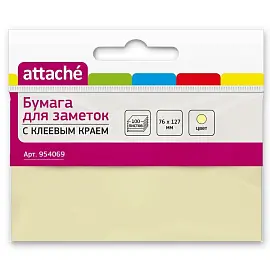Стикеры Attache 76х127 мм пастельные желтые (1 блок на 100 листов)