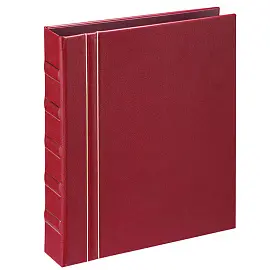 Альбом для монет OfficeSpace "Люкс" формат Optima, 230*270, на кольцах, красный матовый, 10л., иск. кожа