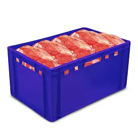 Ящик для мяса из ПНД 600x400x300 мм синий ударопрочный