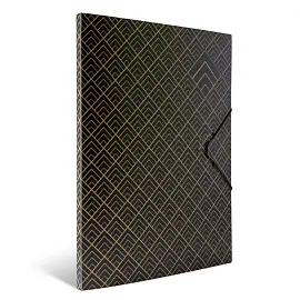 Папка на резинке Комус Art Deco A4 10 мм пластиковая до 150 листов черная (толщина обложки 0.55 мм)