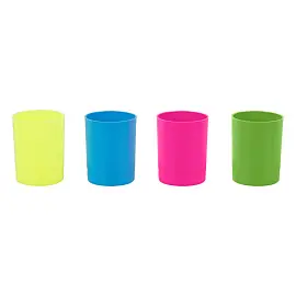 Подставка-стакан СТАММ "Лидер", пластиковая, круглая, неоновые цвета, ассорти