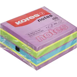 Стикеры Kores Cubo 75х75 мм неоновые 4 цвета (1 блок, 450 листов)