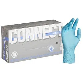 Перчатки медицинские смотровые нитриловые Connect Nitrile текстурированные нестерильные неопудренные размер M (7-8) голубые (50 пар/100 штук в упаковк