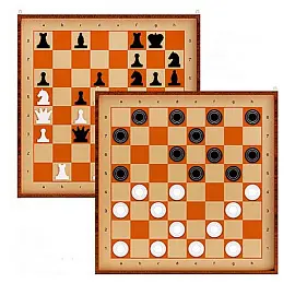 Игра Шахматы и шашки магн.демонстрац. доска 73x73x3,5см,фигуры в наб 03903