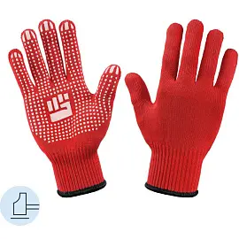Перчатки рабочие защитные трикотажные с ПВХ покрытием красные (6 нитей, 10 класс, универсальный размер)