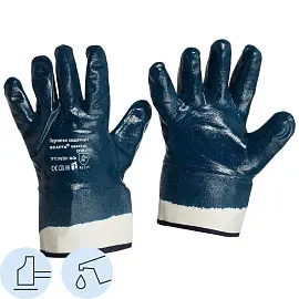 Перчатки рабочие защитные Scaffa NBR4530 хлопковые с нитрильным покрытием синие (размер 11, XXL)