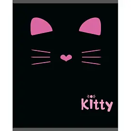 Тетрадь общая №1 School Kitty А5 48 листов в клетку на скрепке обложка черная ВД-лак