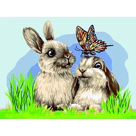 Картина по номерам на картоне ТРИ СОВЫ "Милые кролики", 30*40, с акриловыми красками и кистями