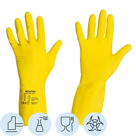 Перчатки КЩС латексные Scaffa Луч Cem L40 желтые (размер 8)