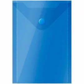 Папка-конверт на кнопке OfficeSpace А6 (105*148мм), 150мкм, пластик, полупрозрачная, синяя