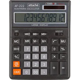 Калькулятор настольный Attache AF-222 12-разрядный черный 203x158x40 мм