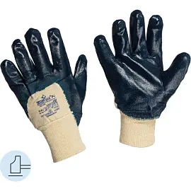 Перчатки рабочие защитные Diggerman РЧ хлопковые с нитрильным покрытием синие (размер 11, XXL)