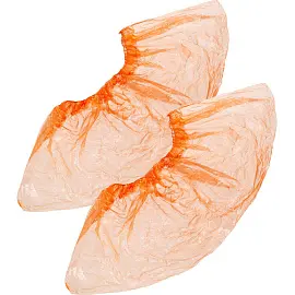 Бахилы одноразовые полиэтиленовые Стандарт 2,8г оранжевый (50 пар в упаковке)