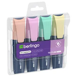 Набор текстовыделителей Berlingo "Textline HP200" 04цв., пастельные цвета, 1-5мм, европодвес