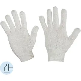 Перчатки защитные трикотажные хлопок/полиэфир белые (4 нити, 10 класс, универсальный размер, 500 пар в упаковке)