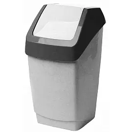 Ведро для мусора с крышкой-вертушкой М-пластика Хапс 7 л пластик серое (21х20х37 см)