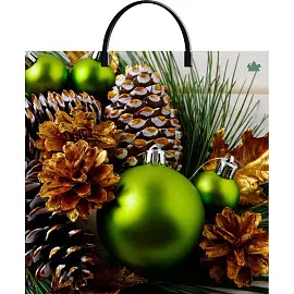 Пакет подарочный Зеленые шары 37x36 см (10 штук в упаковке)