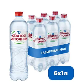 Вода питьевая Святой Источник газированная 1 л (6 штук в упаковке)