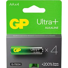Батарейка AA пальчиковая GP Ultra+ Alkaline (4 штуки в упаковке)