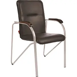 Конференц-кресло Samba silver черное/орех (искусственная кожа, металл серебрянный)