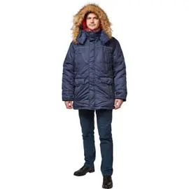Куртка рабочая зимняя мужская Аляска з28-КУ со светоотражающим кантом синяя (размер 48-50, рост 170-176)