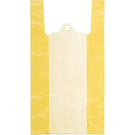 Пакет-майка ПНД 18 мкм желтый (30+14x57 см, 100 штук в упаковке)