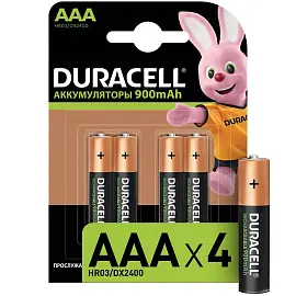 Аккумулятор AAA 900 мАч Duracell 4 штуки в упаковке Ni-Mh