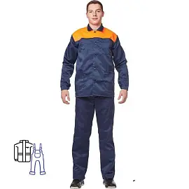 Костюм рабочий летний мужской л16-КПК синий/оранжевый (размер 44-46, рост 182-188)