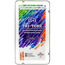 Карандаши цветные многоцветные TRI-TONE 3442, 12шт, металл.коробка