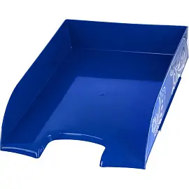 Лоток горизонтальный для бумаг Комус Art Deco пластиковый синий