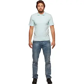 Рубашка поло мужская голубая с короткими рукавами (размер S, 46, 200 г/кв.м)