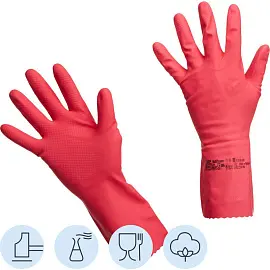 Перчатки латексные Vileda Professional многоцелевые повышенная прочность красные (размер 7.5-8, M, 100750)
