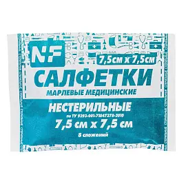 Салфетка нестерильная Ньюфарм 7.5x7.5 см 17 нитей (100 штук в упаковке)