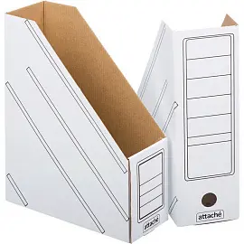 Лоток вертикальный для бумаг 100 мм Attache картонный белый (2 штуки в упаковке)