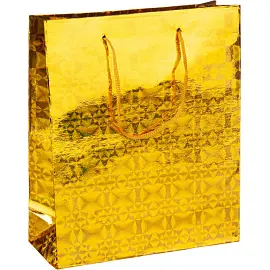 Пакет подарочный голография, золотой, 18х21х8см, GBZ090 gold