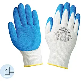 Перчатки рабочие защитные трикотажные со вспененным покрытием из нитрильного латекса белые/голубые (13 класс, размер 8, M)