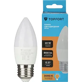 Лампа светодиодная Topfort E27 10W 3000K свеча